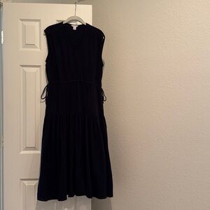 Black Sleeveless three tiered dress with side ties